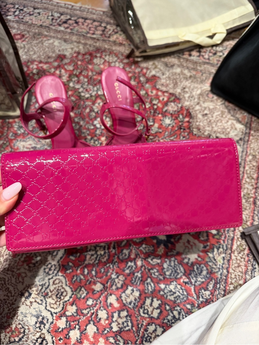 Gucci Fuchsia Patent Leather Clutch - Picture 1 of 8
